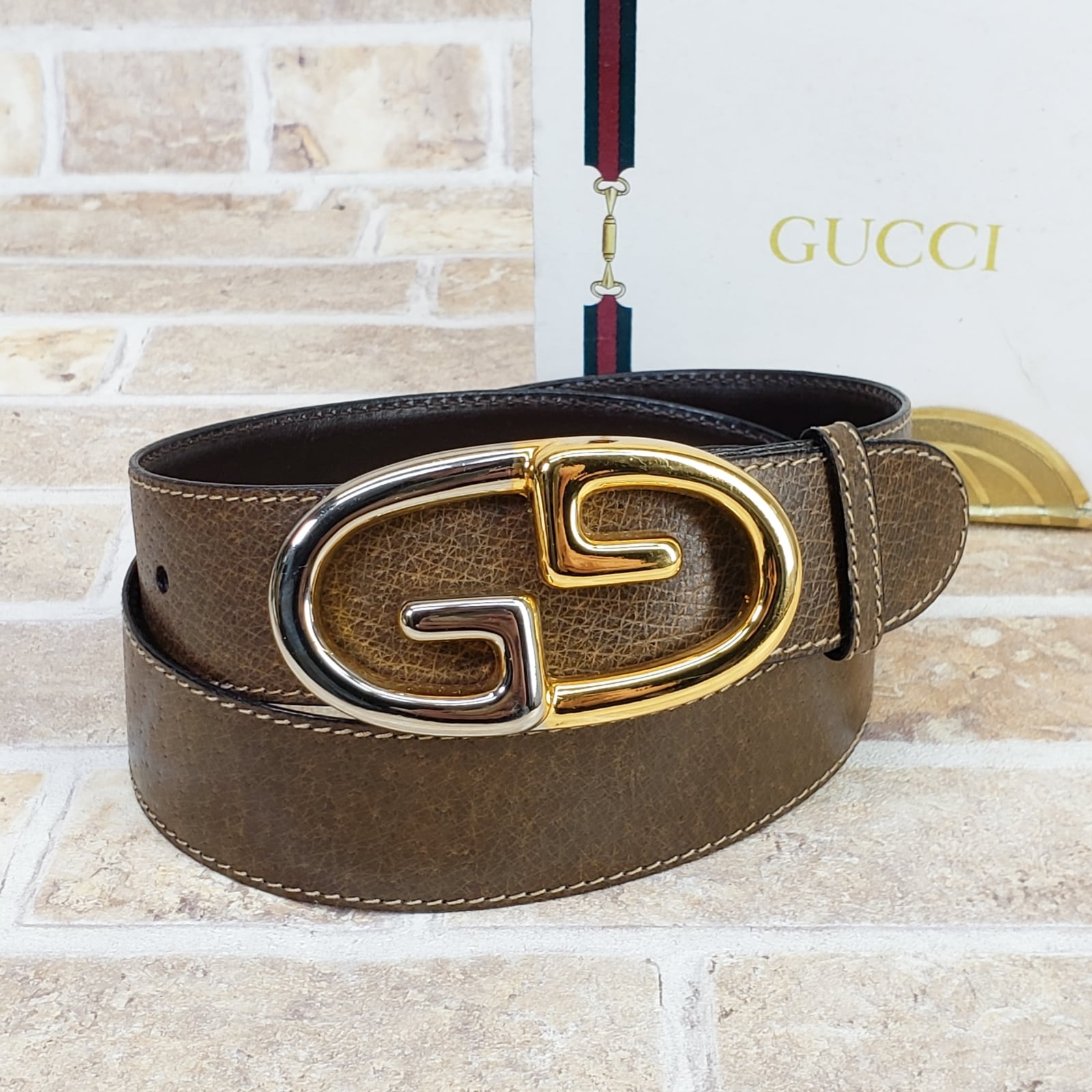 GUCCI グッチ レザーベルト gg バックル ブラウン