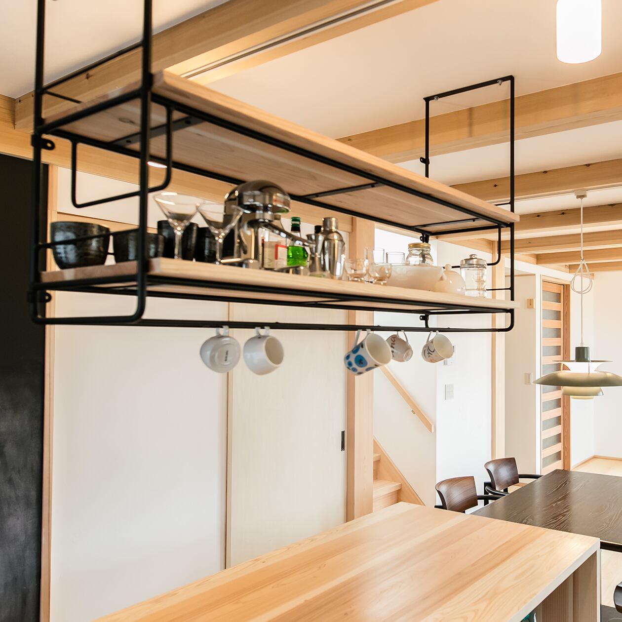 アイアン家具　ラック　吊り棚　天井　キッチン　シェルフ　おしゃれ　鉄筋　男前 アイアン家具ラック吊り棚天井キッチンシェルフおしゃれ鉄筋男前