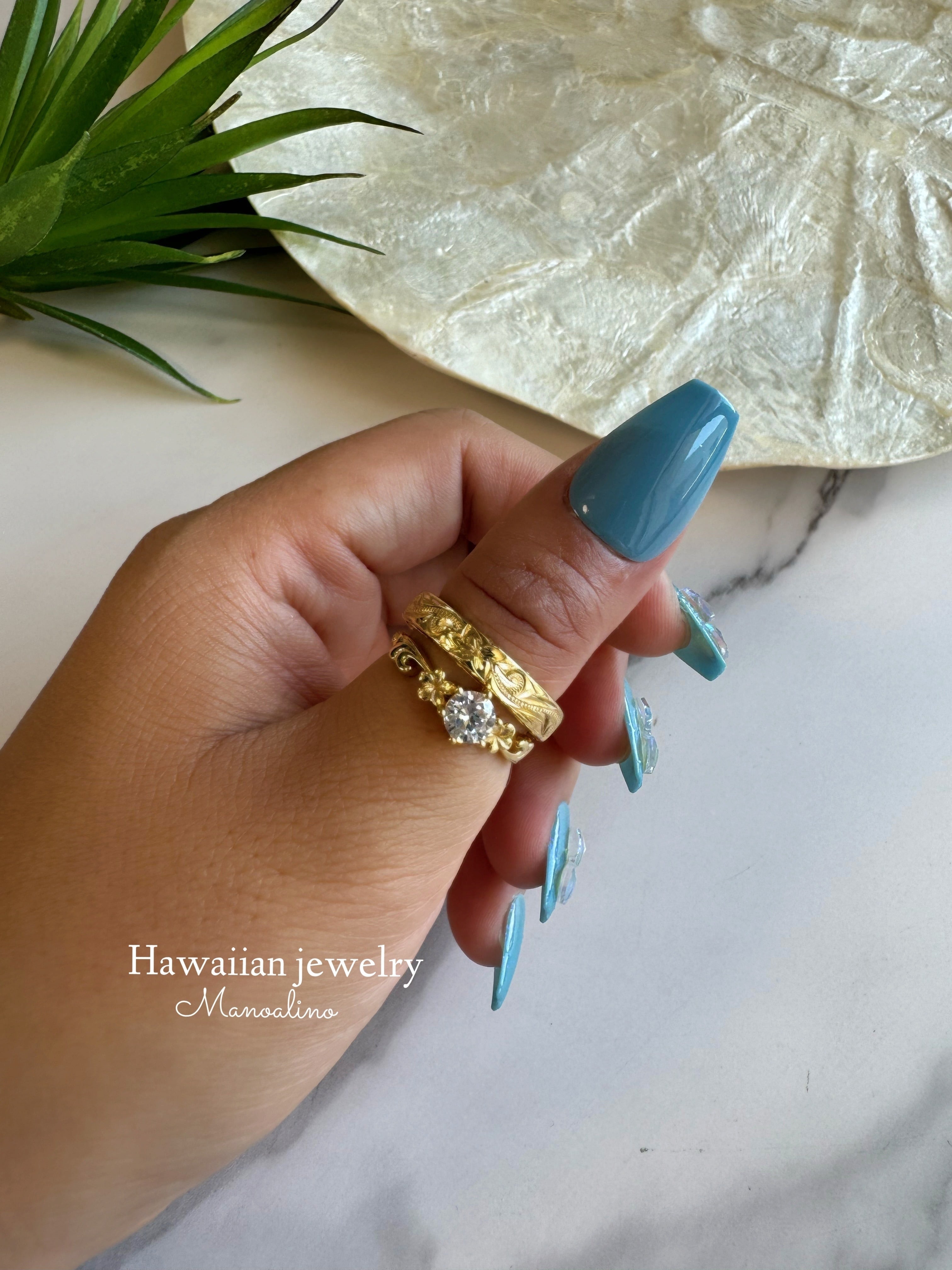 手彫り】Half Eternity ring Hawaiian jewelry(ハーフエタニティリング