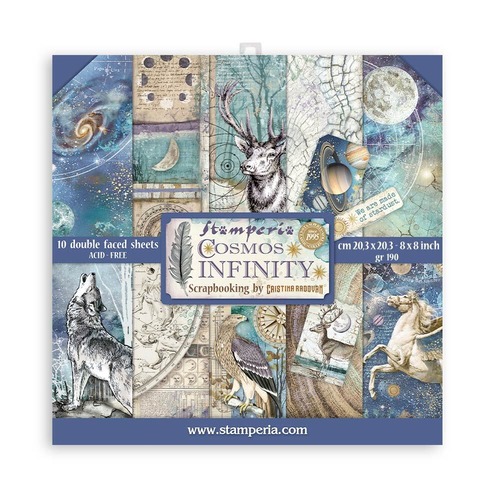 Stamperia Scrapbooking Small Pad 8インチ Double Faced - Cosmos Infinity　両面デザインペーパーパッド10枚入り　SBBS67【Stamperia（スタンぺリア）】[ST-142p]