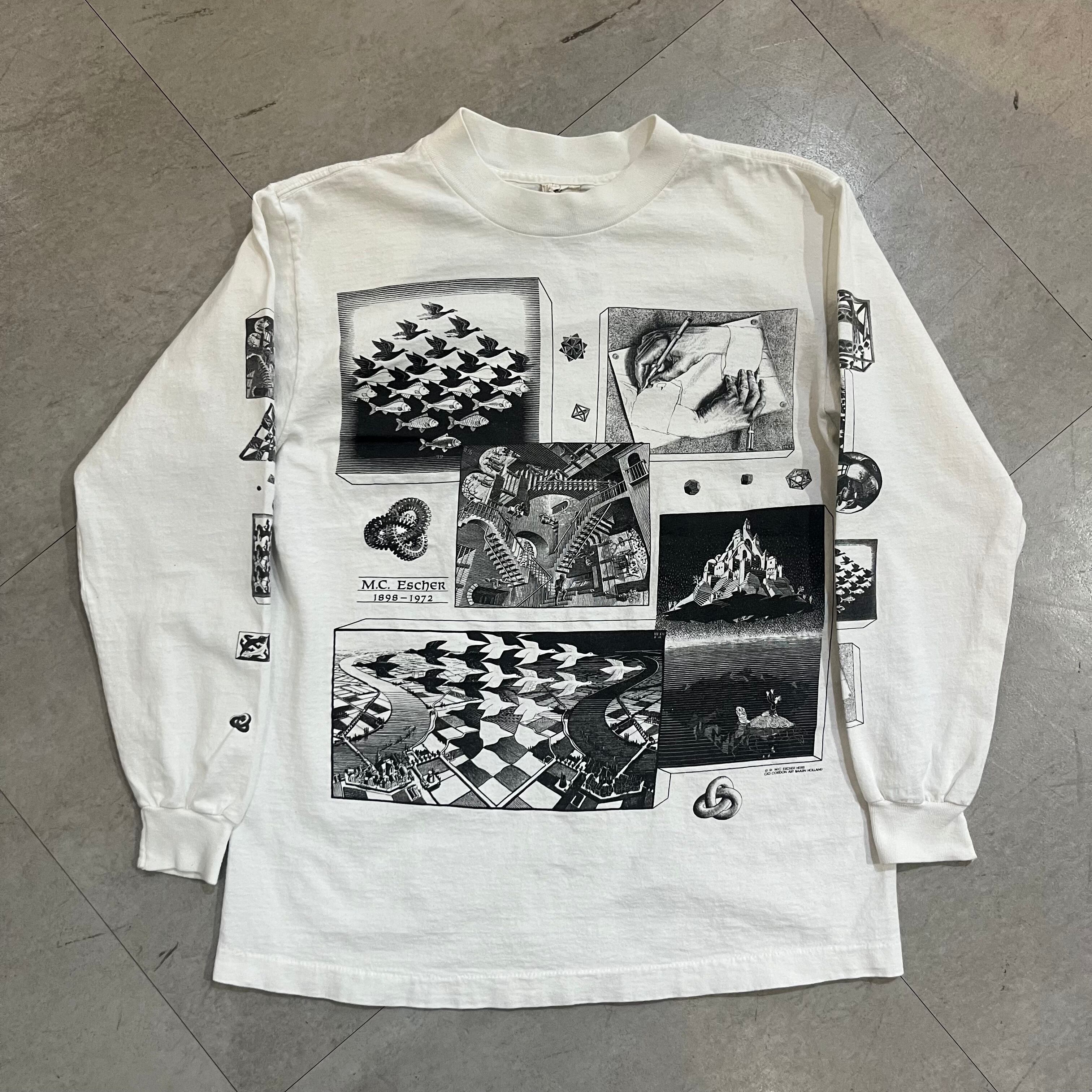 m.c escher エッシャー 総柄 ロンT