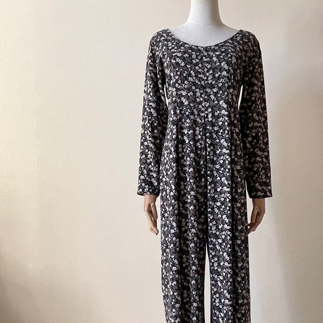 HUIS CLOS 1980s Floral Rayon Overall AD100