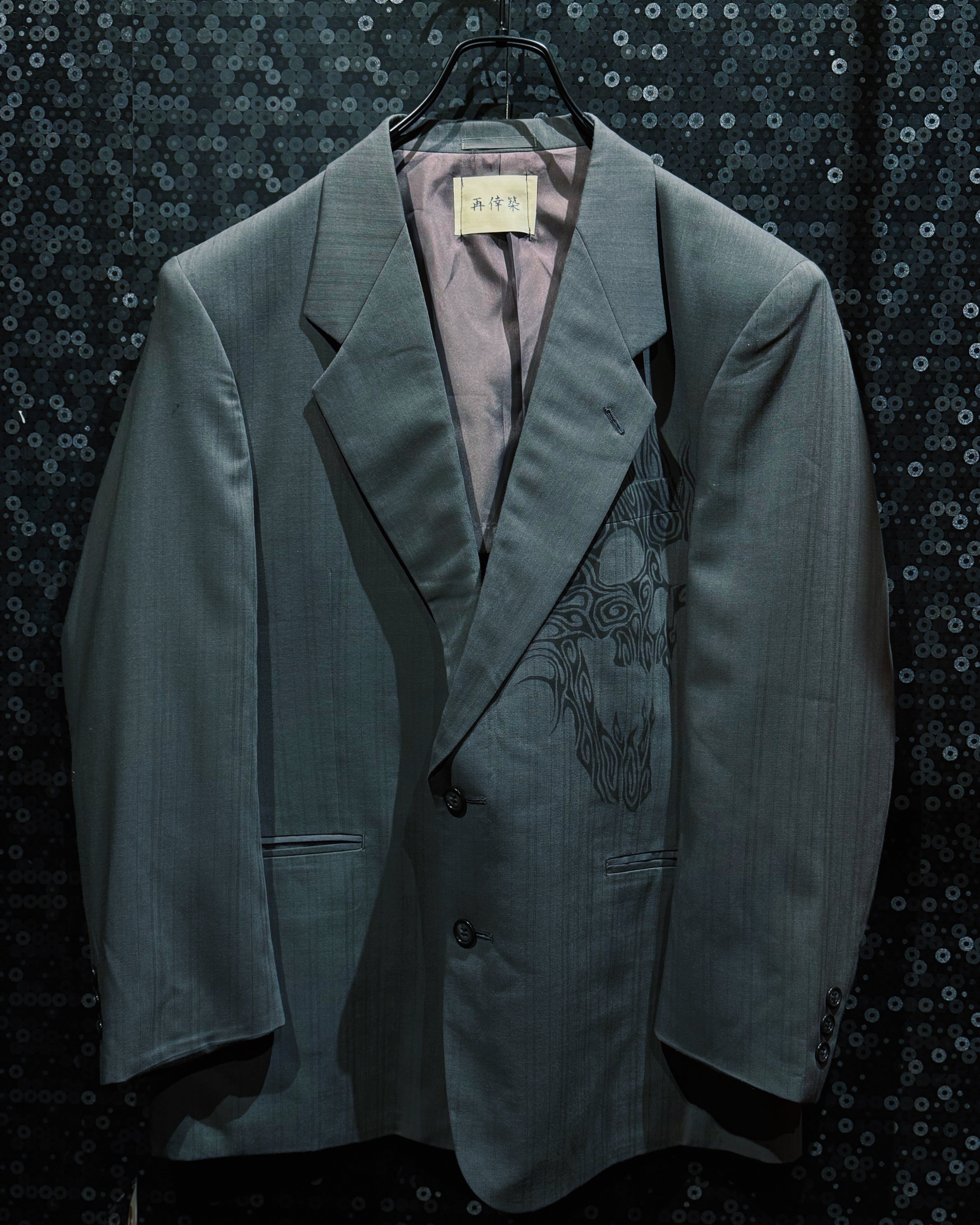 【ÆIEM】再倖築 “Phantom Skull Shadow” Tone-on-Tone Paint Tailored Jacket