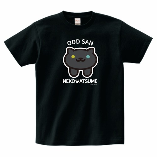 【受注生産品】ねこあつめ　おっどさん　推しねこTシャツ　前プリント（ブラック）