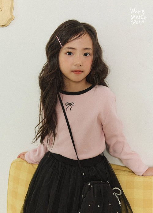 white sketch book［取寄］peach beasak ribbon tee 26autumn