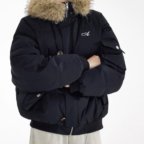 American 90 white duck down fur collar hooded down jacket (NC005)