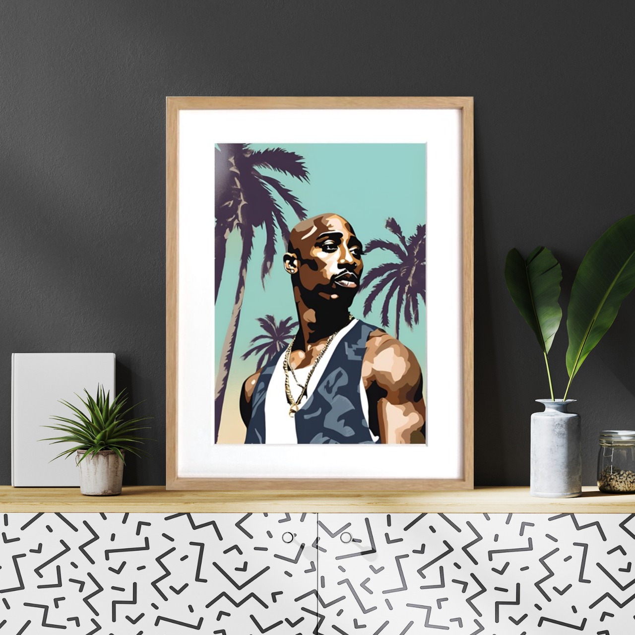 California Love Ⅱ｜2Pacをオマージュしたウェストコーストアート｜ヒップホップ好き必見の一点｜額縁付きA4ポスター