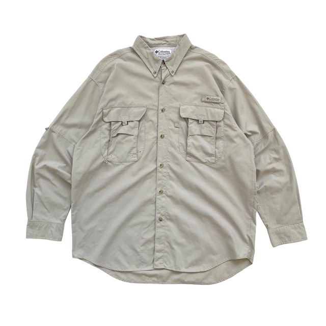 USED 90's Columbia PFG L/S fishing shirts - sand