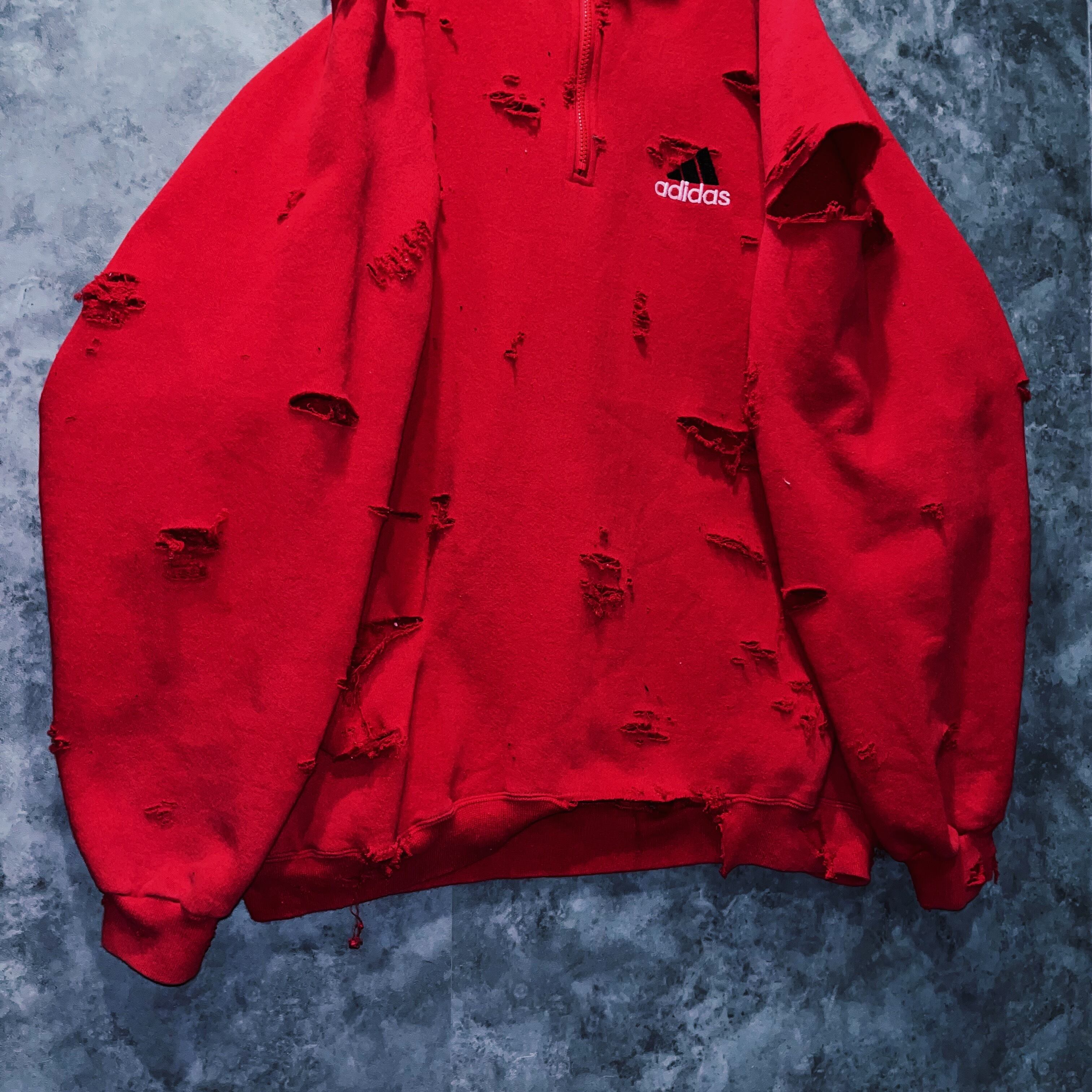 doppio】vintage “adidas” performance logo design boro custom half