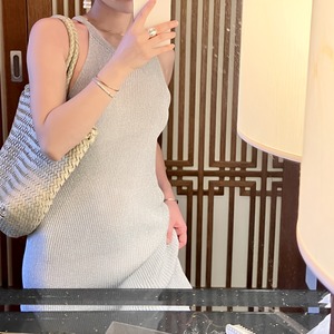 Halter neck flare pants glitter knit suit【H00028】