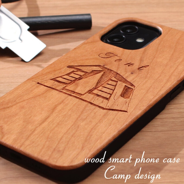 木製 iphoneケース おしゃれ キャンプシリーズ テント 14 13 12 mini かっこいい se2 se3 ウッド 天然木 11 XR X 8 スマホケース シンプル アウトドア ペア お揃い スリム