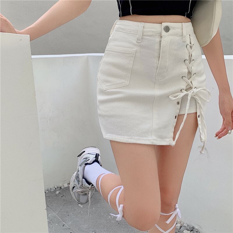 スカート サマーハイウェストAラインバンドパンツ 夏物 ドラファッションホール95832571485