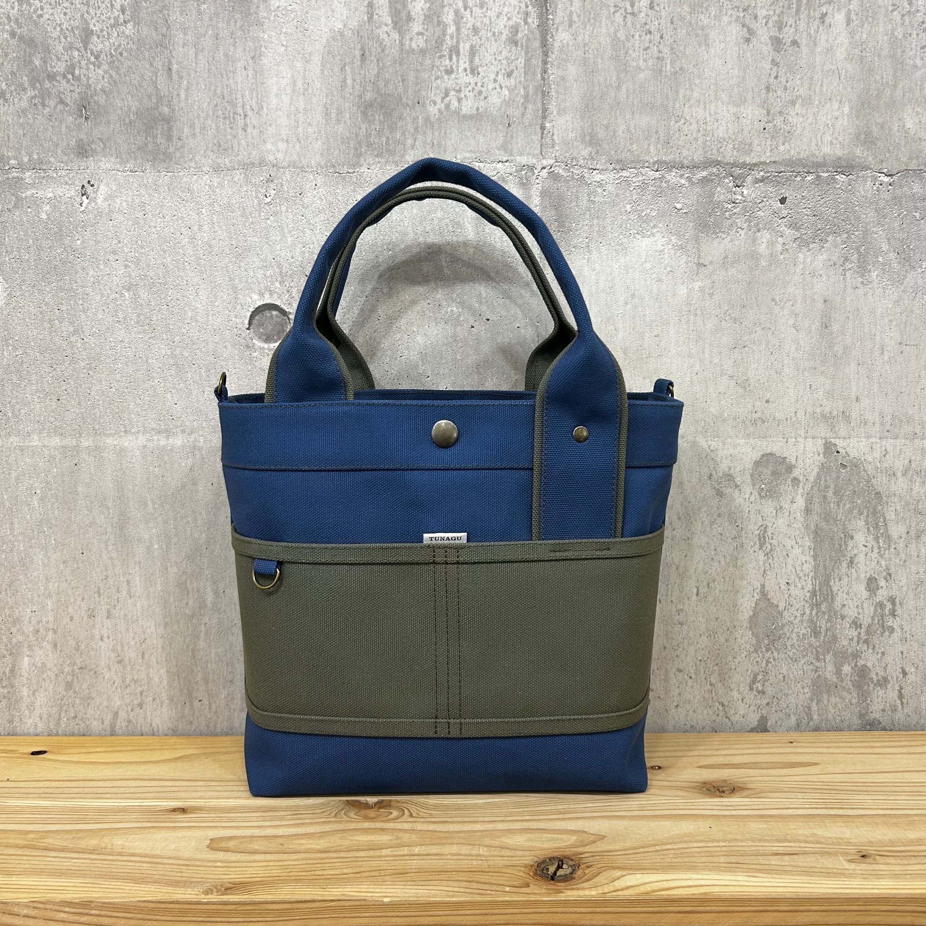 当店人気No.1.▽Bi Color Tote "M"【インディゴ×ジャングル】