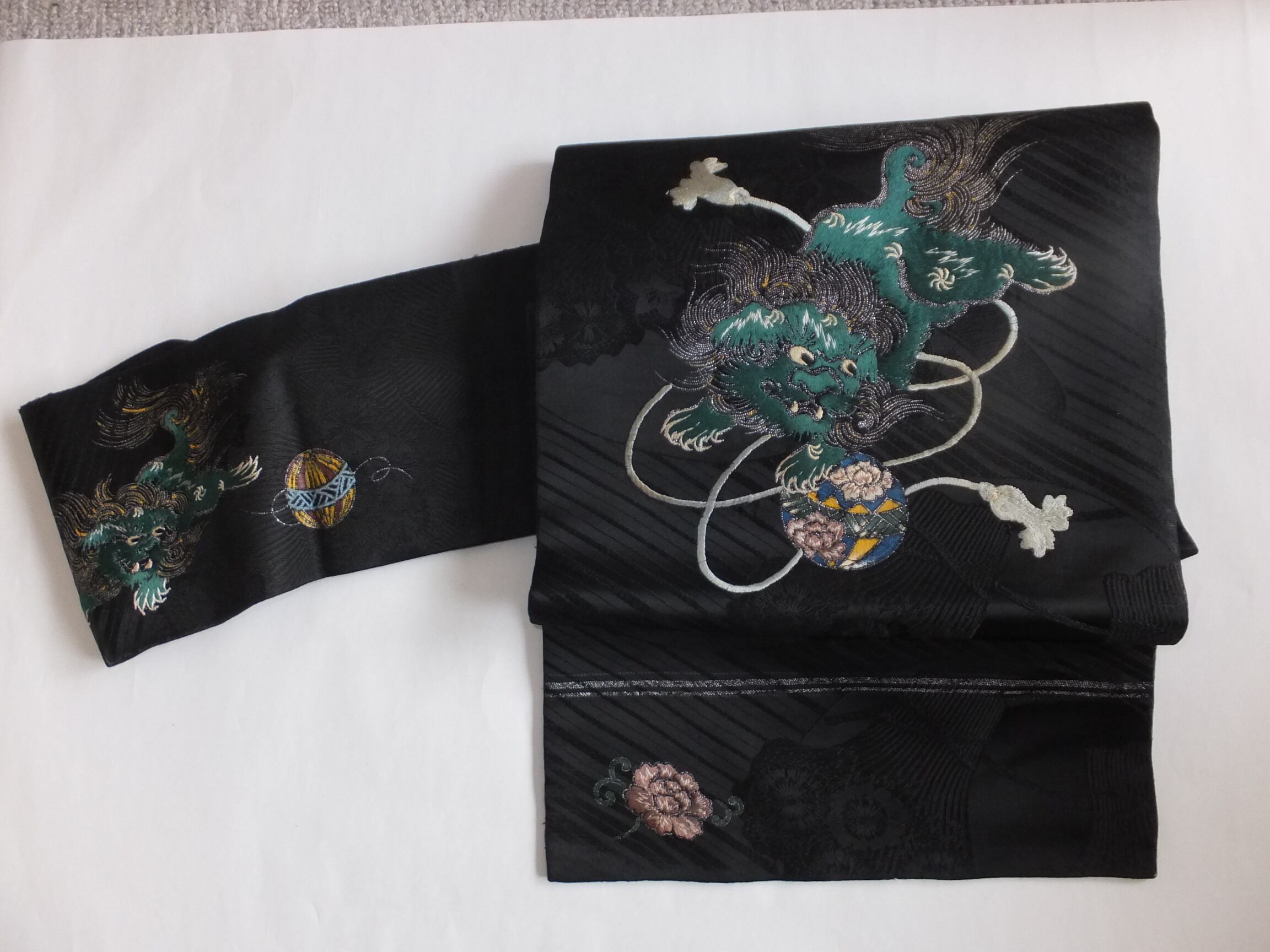 アンティーク名古屋帯 唐獅子と駒 342センチ | 桃庵 momoann