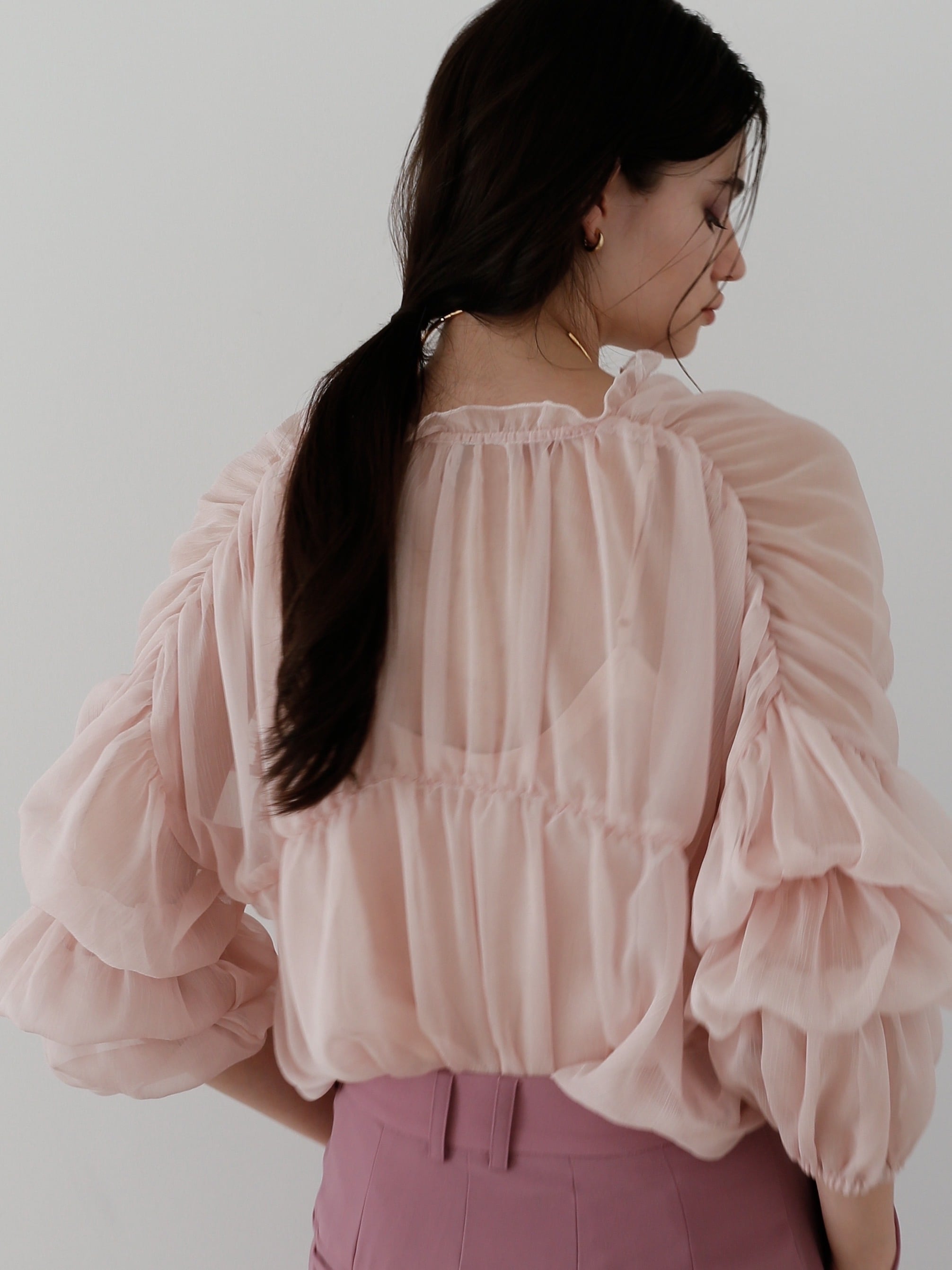 triple shirring blouse set（pink） | Katrin TOKYO