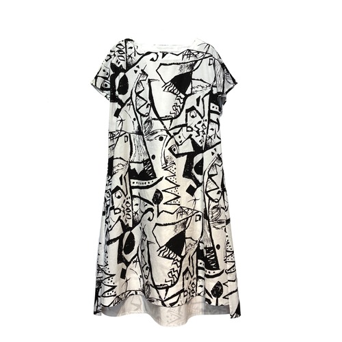 【最新作】タイプライター総柄プリントワンピース【264-7101】Typewriter print dress