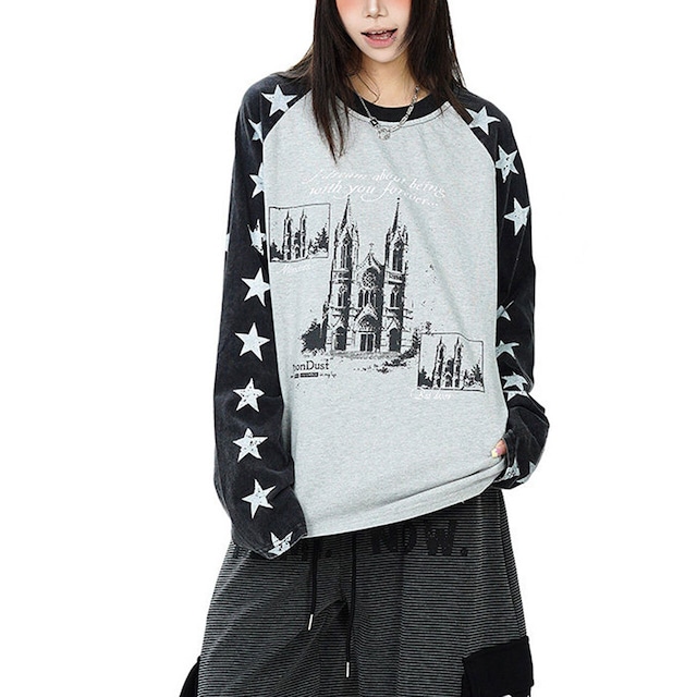 スターパターンラグランアートTシャツ 2col R02480