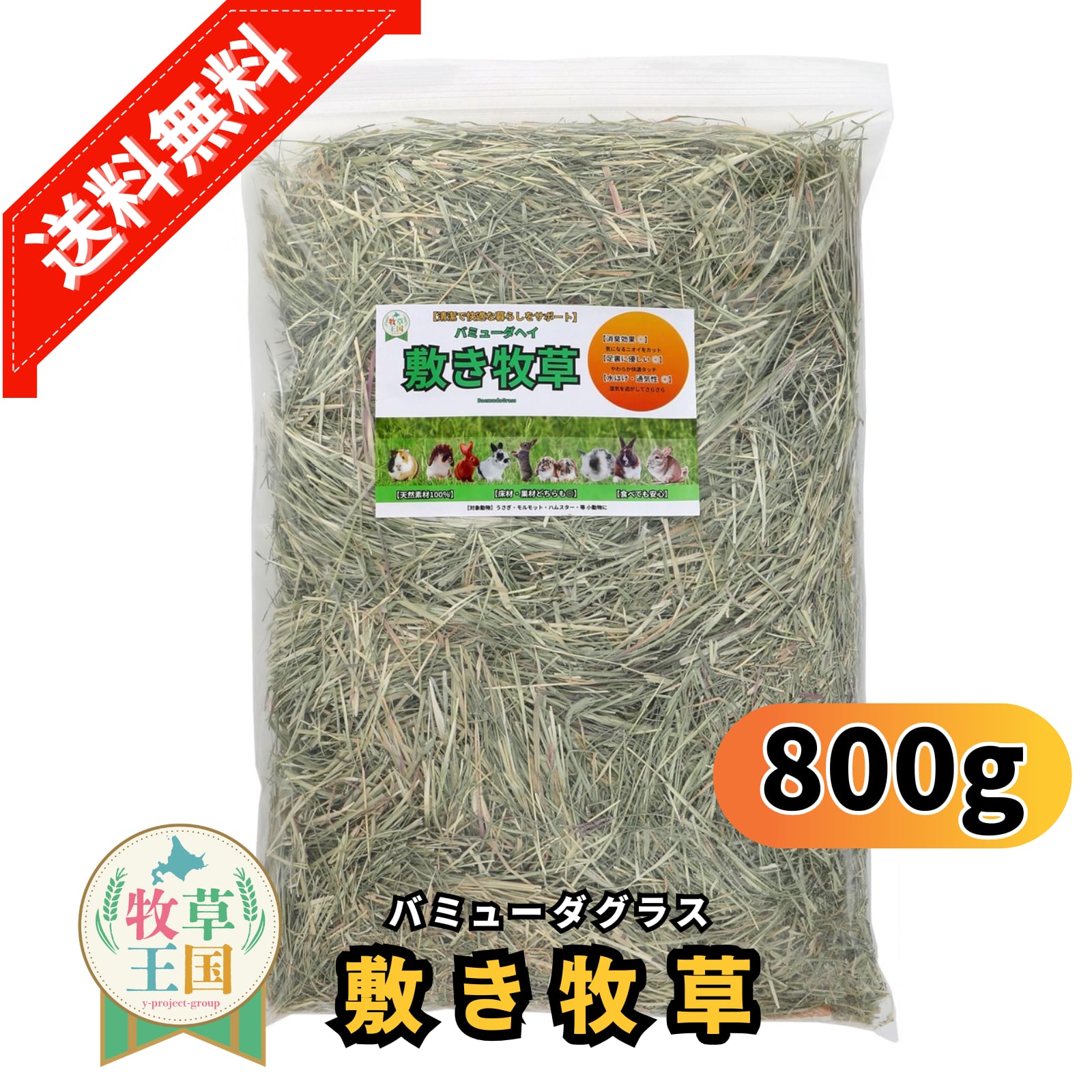 牧草王国 敷き牧草 バミューダグラス 800g