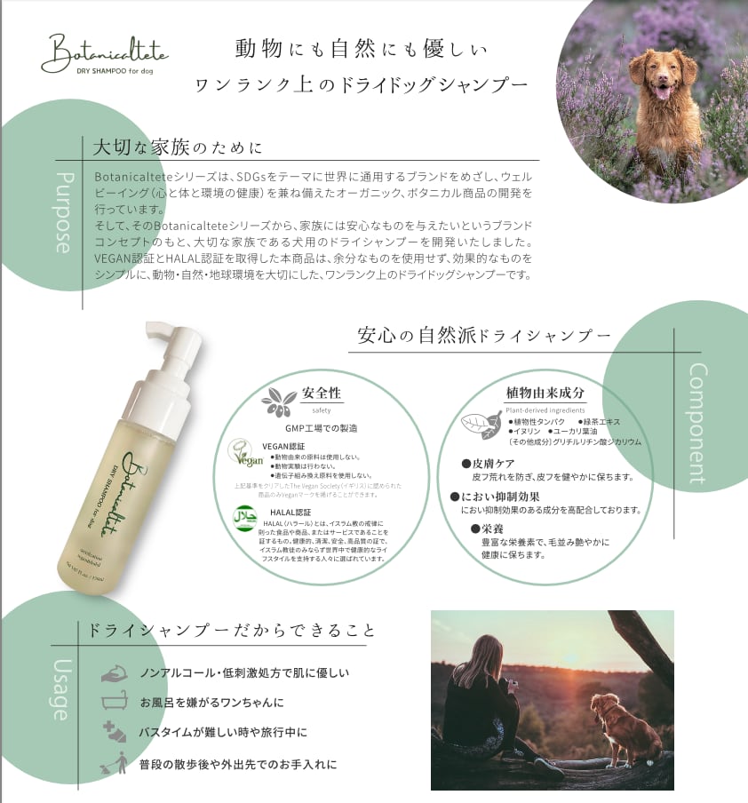 犬用ドライシャンプー　Botanicaltete DRY SHAMPOO for dog　詰め替え400ml