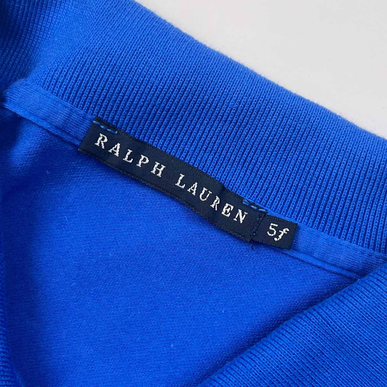 90s 00s RALPH LAUREN ラルフローレン ワンポイント 鹿の子 半袖 ポロシャツ 5f/ブルー レディース オールド