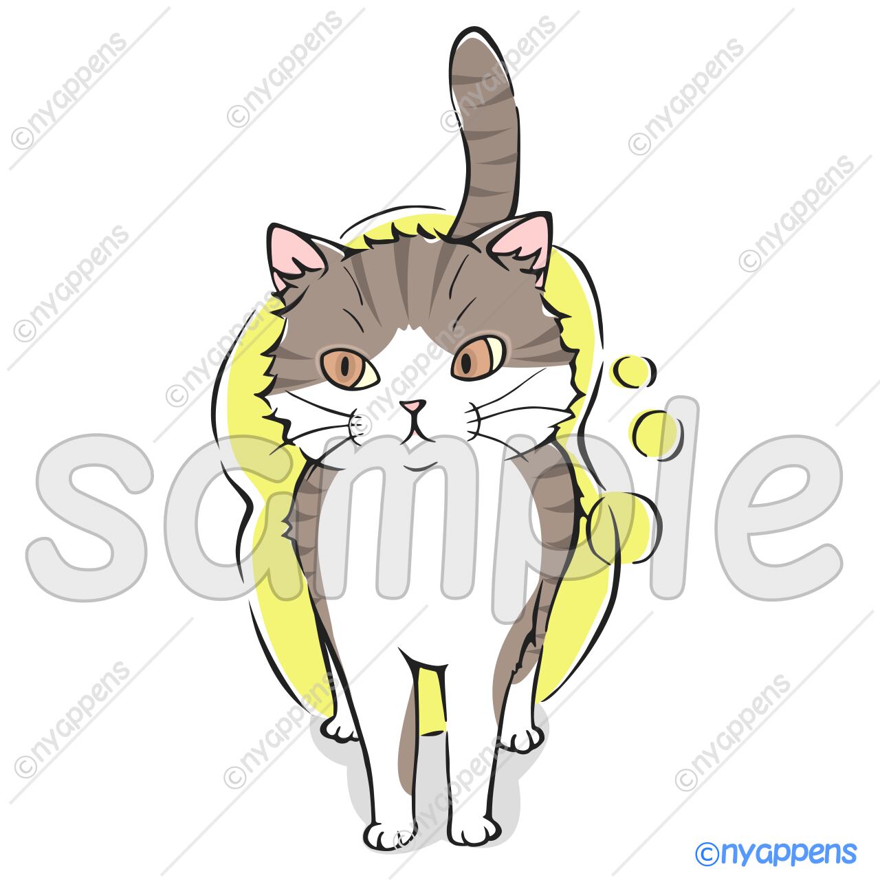 【商用利用OK】ほのぼの手書き猫イラスト<S9>すん!