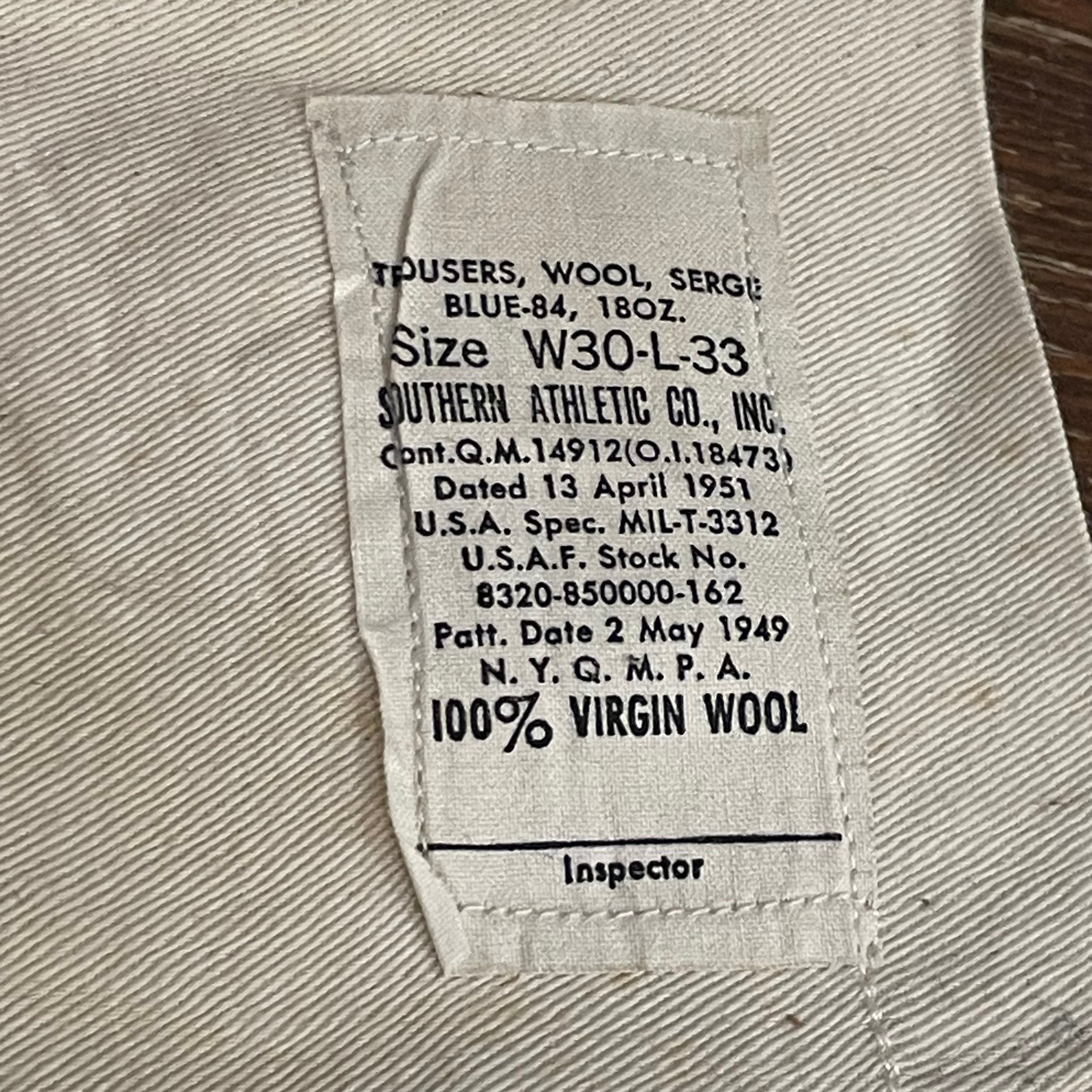 50s USAF Wool Trousers Serge Blue 84 W30 | DESERTSNOW