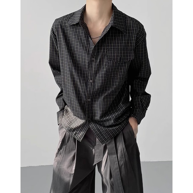 chest pocket box silhouette long sleeve shirt mr0663