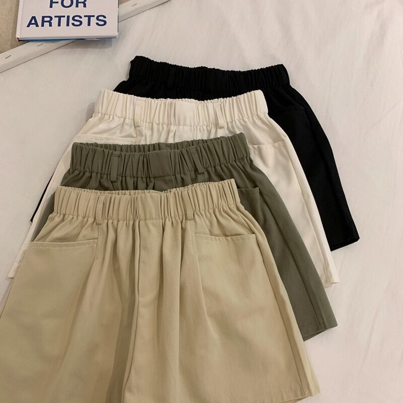 サマーカジュアルパンツ レディースハイウェストルーズ薄手ブラックショーツ 夏物 ブルマー 1号婦人41928571941