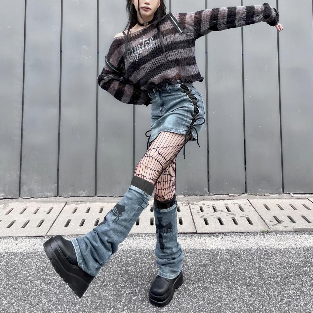 サイド編み上げスカート＆クロスレッグカバー（全1色） / HWG1242