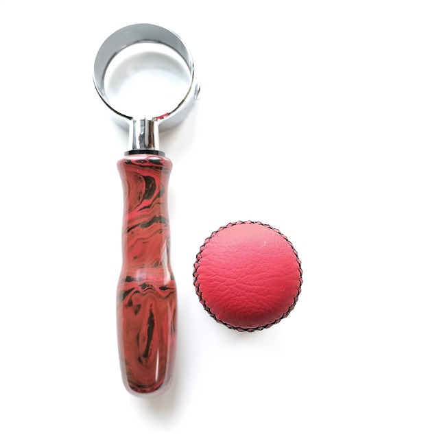 【パヴォーニ ミレニアム用set 】51.3mmGFタンパー レザー + 深型BLPF エボナイト Red