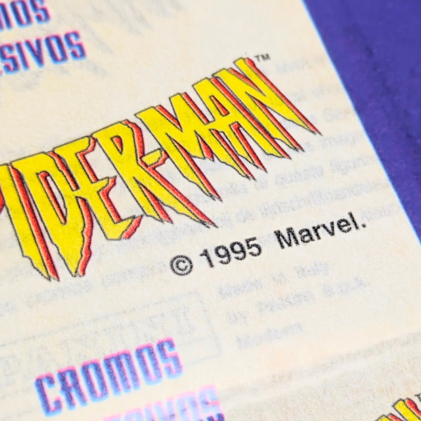 ☆送料無料!☆ VINTAGE 1995【 Spider-Man / スパイダーマン 】スパイダーマン クロモス アデシボス(Cromos Adhesivos)/ トレーディングステッカー 単品 (1個=4STICKER入)〚アメリカン雑貨 アメトイ〛