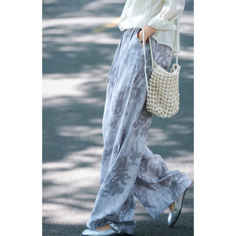 line drawing print relaxed pants 103066