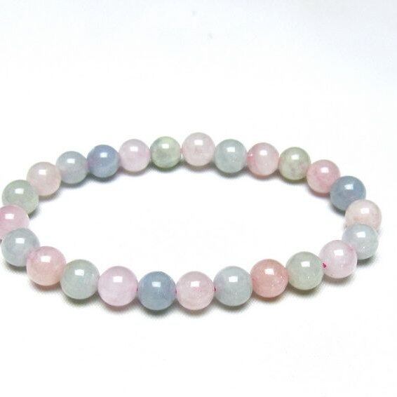ミックスカラーベリル ブレスレット 8mm 一点物 メール便可 [M便 1/10] 111-48734