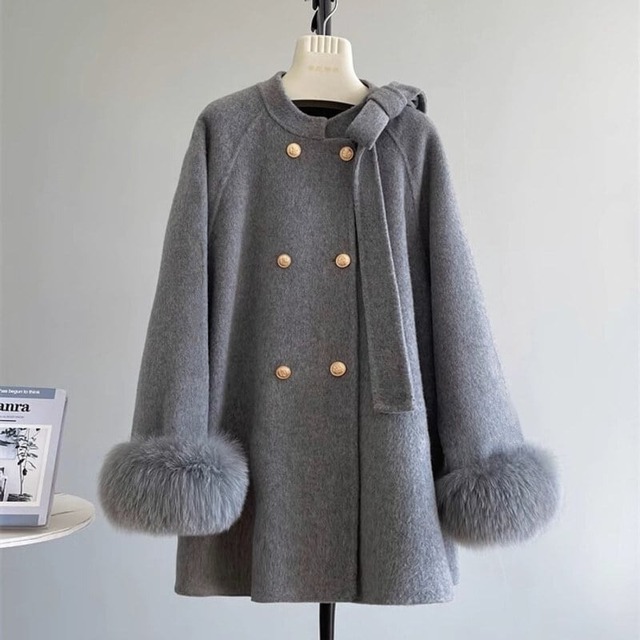 全4色/Ribbon tie cape coat　B2497