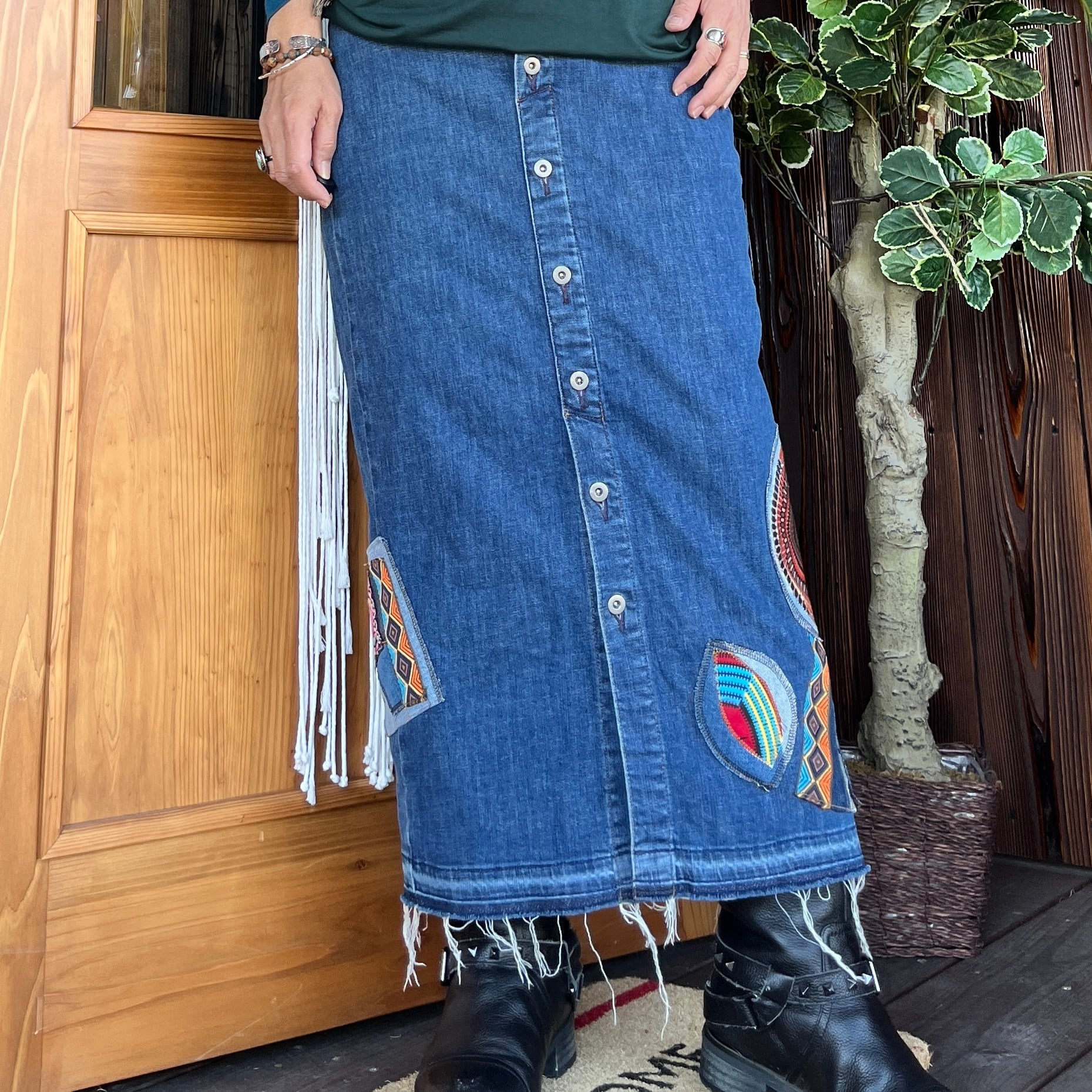 pollen vintage リメイクデニム巻きスカート pollen vintage リメイクデニム巻きスカート - メルカリ