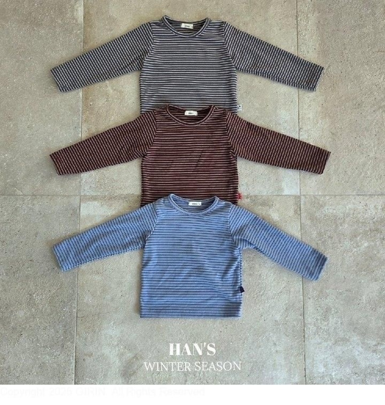 ハンス / Hans / ボーダー裏起毛T / 韓国子供服 / キッズ / 26winter〖取寄〗*XXS~JS*