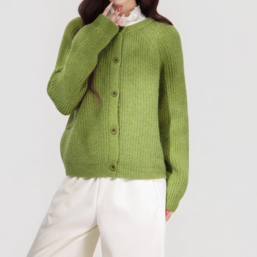 2色／リブニットカーディガン ・9593