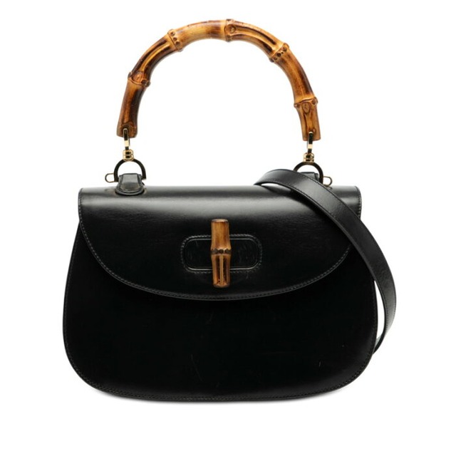 グッチ バンブー ハンドバッグ ショルダーバッグ 2WAY 000 2684 0633 ブラック レザー レディース GUCCI 【中古】