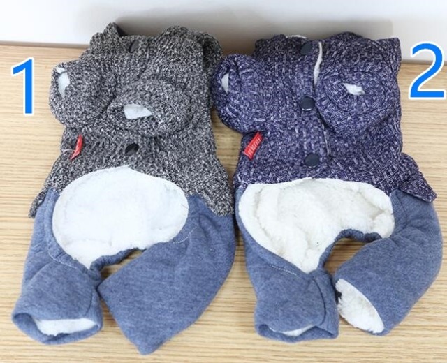 ドッグウェア フード付裏ボアスマイルマークウェア　グレー 犬服