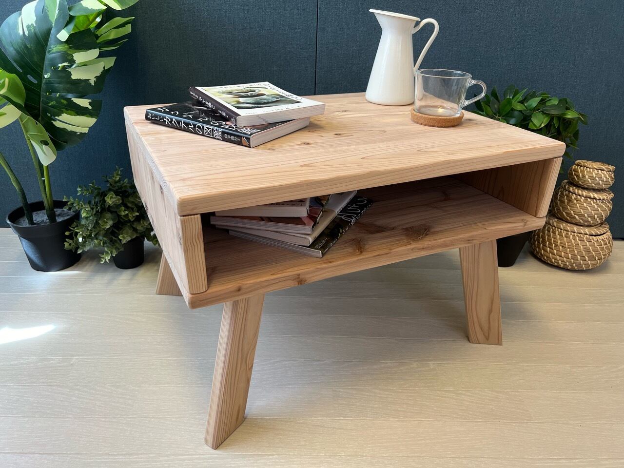 送料無料】 ローテーブル 丸形 60cm スギ 木組固定脚 送料無料】 ロー