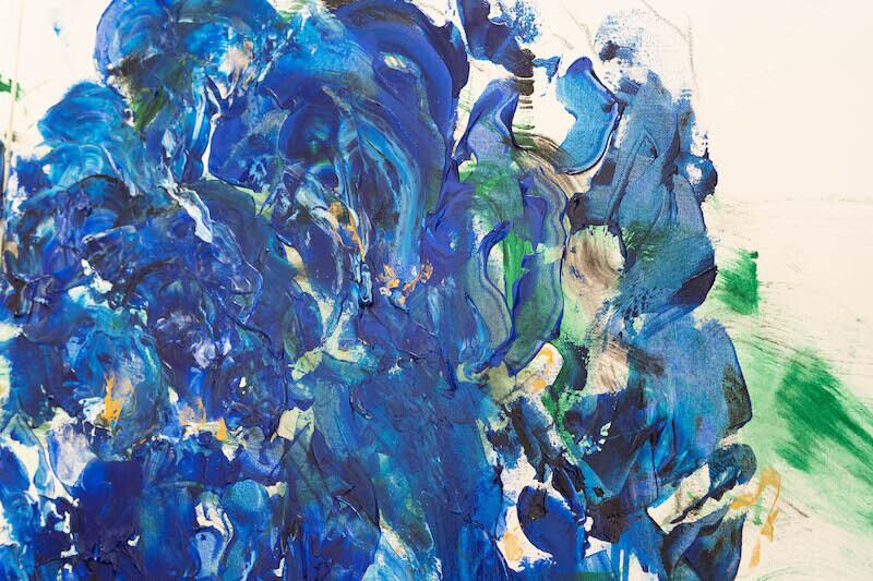 現代アート 絵画 2枚セット 花 ブルー Flowers / 青い花をテーマにした現代アート作品 2連キャンバス 絵画