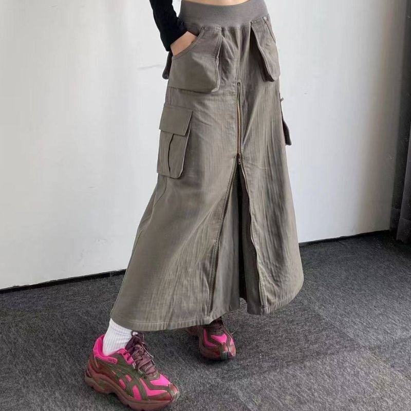 Center zip cargo skirt V1293