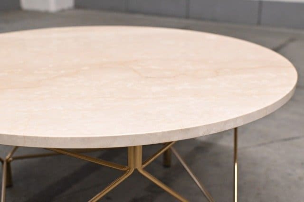 【引取限定】eilersen/アイラーセン 30万「SPIDER/スパイダー」センターテーブル 大理石 サンド モダン ゴールド ラウンド リビング オシャ【中古家具/中古インテリア/USED家具ユーズド家具/リサイクル】