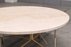 【引取限定】eilersen/アイラーセン 30万「SPIDER/スパイダー」センターテーブル 大理石 サンド モダン ゴールド ラウンド リビング オシャ【中古家具/中古インテリア/USED家具ユーズド家具/リサイクル】