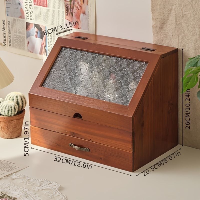 希少木彫り桜模様 ビンテージ 化粧メイクボックス 希少木彫り桜模様