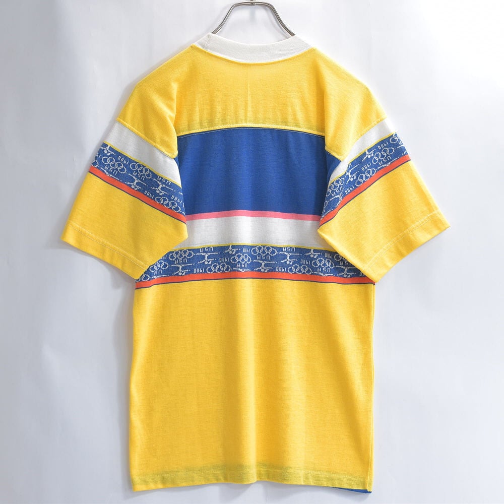 VINTAGE - 80s Vintage 1980 オリンピック USA 切替デザイン Tシャツ モスクワオリンピック ヴィンテージ 体操チーム ビンテージ イエロー アメリカ古着 レディースM相当 80s Vintage 1980 オリンピック USA 切替デザイン Tシャツ モスクワ