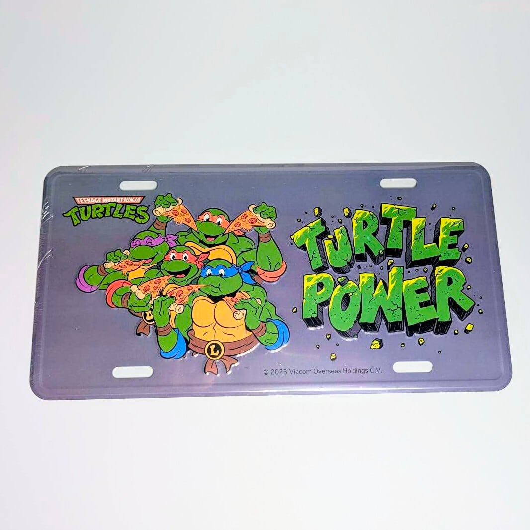 【 Teenage Mutant Ninja Turtles ( ティーンエイジ ミュータント ニンジャ タートルズ ) 】“ TURTLE POWER ” / CM PLATE / CMプレート / ライセンスプレート 〚アメリカン雑貨 アメトイ〛
