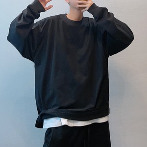 ラウンドネック無地ビッグロングTシャツ　913