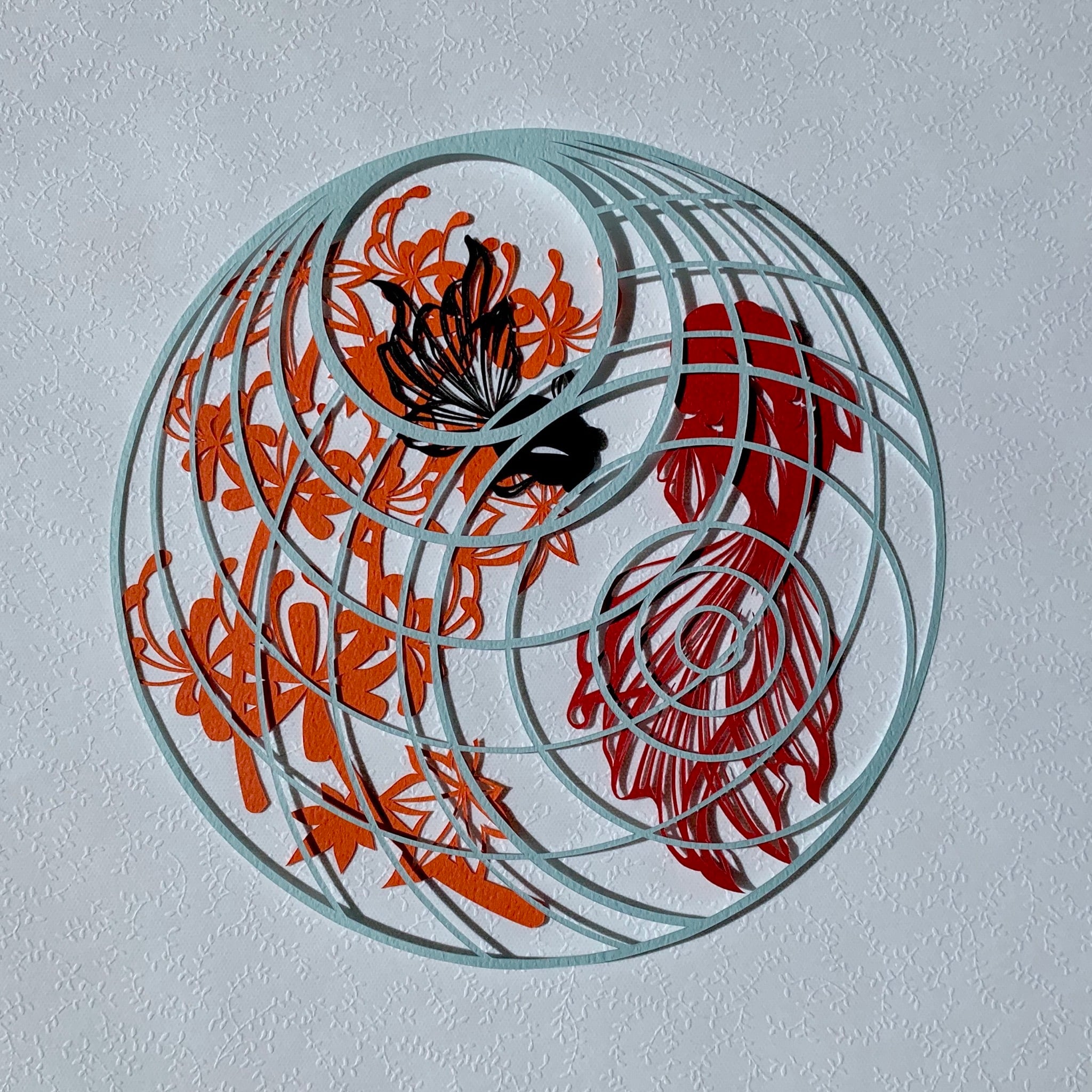 切り絵 切り絵×ちぎり絵】flora -ｼﾞﾝﾍﾞｲｻﾞﾒ- 原画アート | iichi 日々の