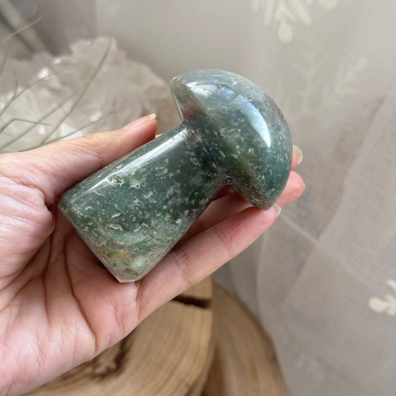 オーシャンジャスパーマッシュルーム＊231143＊天然石きのこ型＊天然石インテリア＊置き物＊インテリアストーン